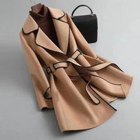 Women's Double-Sided Woolen Coat Winter Style Korean Version Cashmere Women's Mid-Length Fashionable Woolen Jacket Outerwear M chaki