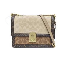 [Pre-Owned] Hutton 21 Classic Monogram Color Block Personality Leather And Snakeskin Coated Canvas Small Shoulder Crossbody Bag - Good #5E4R50 ONE SIZE