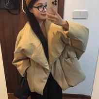 Women's Winter Short Down Cotton Jacket 2025 Simple Fashion Warm Large Lapel Jacket Long Sleeve Loose Fit Women Parkas S