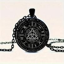 Classic Black Celtic Knot Zodiac Sign Glass Dome Necklace For Men Irish Witch Knot Pendant Amulet Jewelry