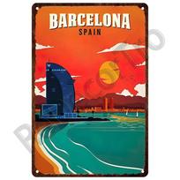 Senoviniai vasaros paplūdimio metaliniai ženklai Garsus miesto peizažas Plakatas Skardos plokštės Retro sienų meno dekoras gyvenamajam kambariui namo pajūryje 20x30cm
