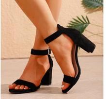 Black One Strap Super High Heel Sandals Women Summer Ankle Buckle Party Shoes Woman Elegant Wedding Plus Size High Heeled Shoes 43 juoda