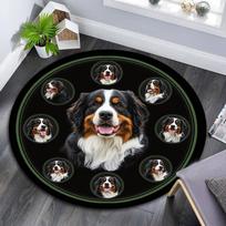 Bernese Mountain Dog2 Round Area Rug,Carpet Rug for Living Room Bedroom Sofa Playroom Decor,Non-slip Floor Mat 80cmx80cm