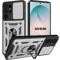 Case with Ring - BOOLING - for Samsung Galaxy S26 Ultra - Shockproof Camera Protection - Silver