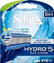 Schick Hydro 5 skustuvo keičiami ašmenys, 5 ašmenų, 8 vnt. pakuotė (8 viso). (Parduodama atskirai) balta