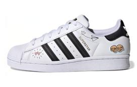Adidas Originals SUPERSTAR J Round Tip Abrasion Resistant Low top Skateboard Shoes White Black Blue Unisex FX5202 39