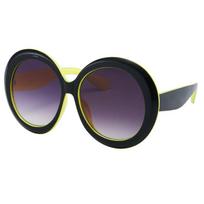 Vintažiniai Retro Dideli Apvalūs Rėmeliai Statybiniai Saulės Apsaugos Akiniai Moteriški Ypač Dideli Oversized Madingi Trendy Madingi Stt Vaizdas black