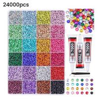 24000/30000/32000 vnt. Nagų dailės kalnų krištolo rinkinys DIY papuošalų įvairių spalvų 0,3 cm 24/28/40 skyrelių Nagų dizaino kūrimas D blue