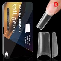 600Pcs/Box Soft Gel Nail Tips Pre-Buff Full Cover Coffin Almond Oval Shaped Nail Extension Tips Half Matte Gel Fake Nail Salon as the picture