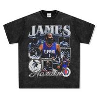 Arden Tide Harden Cotton Loose Neckline Vintage Short Sleeve T-Shirt H Printing Little Male James Heavy S