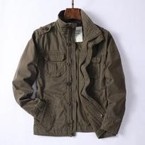 Men's Retro Multi-pocket Denim Cargo Jacket Outdoor Casual Field Hiking Fashion Streetwear Coat Uniform Style Outerwear XS
