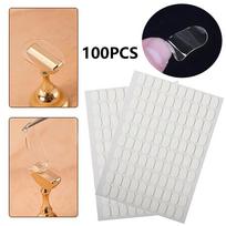 Ovalūs Dvipusiai Lipnūs Nagų Klijai Juostelės Lipdukai Pleistras Manikiūro Padėklui 100 Pcs white