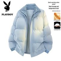 Playboy Unisex Plaid Stand Collar Puffer Jacket S
