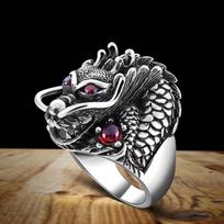 Retro Dragon Ring Domineering Red Eye Dragon Head Ring Jewelry one size(US size 6-13) sidabras
