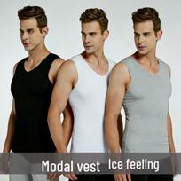 Men's Seamless Sports Modal Vest - Breathable Wide Shoulder Tank Top & Summer Base Layer XXL