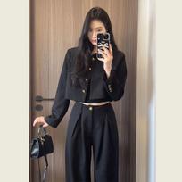 2026 Women's Spring/Autumn Fashion: Short Suit Jacket & High-Waisted Pants Set S