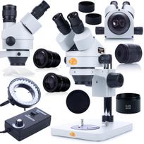 Rosfix Mikroskop Stereoskopowy Trinokularowy Mercury Pro MSMP-T-PS1 – Zakres Zoomu 7x-45x | Oświetlacz 56xLED | Soczewka 0,5x