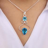 Swiss Blue Topaz Gemstone 925 Sterling Silver Jewelry Statement Designer Pendant 1.60  For Gift PP-13-8