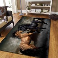 Elegant Equestrian-Themed Area Mat - Luxurious Polyester Floor Mat with Dynamic Horse Design for Living Room & Bedroom 40cm x 60cm