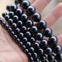 Black Iridescent Shell Pearl Beads - DIY Handmade Materials (4/6/8/10/12/14mm) 6mm Strand gray