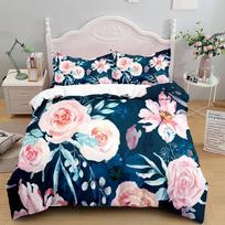 3D Printed Washed Cotton Painting Birds Floral Bedding Set Small Single Twin Double Queen King Cal King Size Bed Linen Set EU Twin(135x200cm)