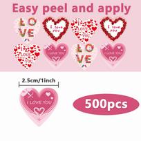 500pcs/roll Valentines Day Stickers Waterproof Craft Seal Labels Valentines Day Stickers Love Decorations Heart Sticker Label (as the picture,5x5x2.7cm)