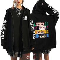 Anime Hoodies Demon Slayer Hooded Sweatshirts Zipper Jackets Tanjiro Zenitsu Inosuke Graphic Zip Up Fashion Streetwear S