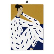 Abstract Striped Girl Line Body Vase Wall Art Canvas Painting  Posters And Prints Hotel Bar Wall Pictures For Living Room Decor 21x30cm No Framed brown