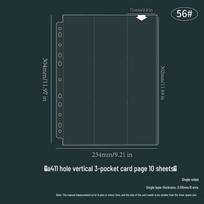 A4 Transparent Card Pages: 2-10 Pockets, 7-Ring Binder Replacement Sheets for Photo Album black