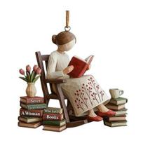 Just A Girl Who Loves Book Christmas Ornament 2D Flat Acrylic Reading Lovers Hanging Ornament Gifts for Readers Book Lover Students Teachers A