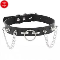 Eco-friendly PU Leather Punk Rivet O-Ring Choker Necklace