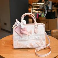 New Butterfly Embroidered Tote Bag Large Capacity Commuter Casual Style Women's Bag rožinė