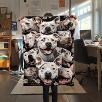 1Pc Pitbull Yorkshire Print Flannel Blanket, High quality Comfortable for All Seasons, Home Decor, Warmth and Comfort, Perfect for Christmas Gifts 80cm x 120cm