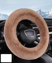 Long Wool fuzzy steering wheel cover, Anti-Slip 15 Inch fluffy steering wheel cover with a Plush Feel, Eco-Friendly steering wheel Cover