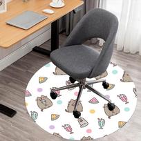 1pc cat ice-cream Round Chair mat Area Rug - Non-Slip, Floor Mat for Office, Bedroom, and Indoor Decor c1118129 80cm by 80cm