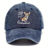 Life Is Better With a Chihuahua Dog Graphic Baseball Cap Distressed Casual Dad Hat Unisex One Size