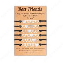 6Pcs Sister Bracelet Best Friend Matching Heart Bracelet Friendship Jewelry Gift for Women Teen Girl Hollow Heart Charm 1