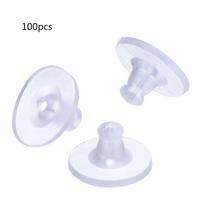 100x Silicone Earring Backs Soft Clear Ear Safety Back Pads Backstops Bullet Clutch Stopper Replacement for Fish Hook 1