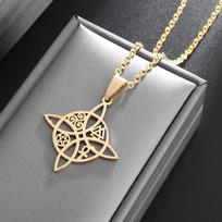 Retaining Necklace Witch Knot Pendant Hollow Out Vintage Fashion Jewelry Charm