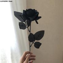 Gothic Black Rose Dirbtinės gėlės Imitacinės gėlės Valentino rožės Gėlės juoda