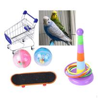 Parrot Toys, Shopping Cart Interactive Intelligence Skateboard Balls, Bird Training Toy for Funny