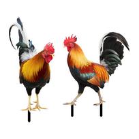 2PCS Rooster Yard Decor Ornamental Chicken Fence Sculpture Garden Decorations Weatherproof for Garden Patio Backyard Decoration