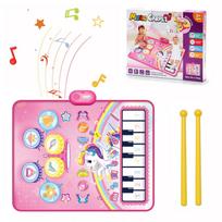 90x70cm Vienaragis Muzikinis Kilimėlis Vaikams Mažyliams Pianino Klaviatūra ir Būgnas 2 in 1 Žaislai Šokio Kilimėlis 8 Instrumentų Garsai Švietimo Žaislai