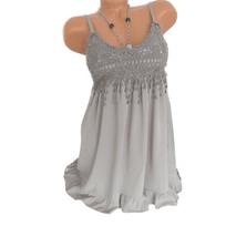 Women's Sleeveless Beach Vest Skirt Lace Dress Oversized Vest Skirt S