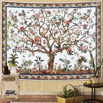 VIKAMA BohemianStyle Tree Of Life Tapestry Vintage Floral Leaf Bird Plant And Animal Pattern Tapestry Room Decoration 74x94cm(29x37in)
