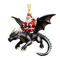Santa Claus Riding A Dragon Ornaments Fantasy Themed Santa on Dragon Christmas Ornament 2D Acrylic Hanging Decoration B