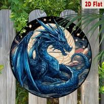 Metal Poster Retro Blue Dragon Wall Art Home Decor