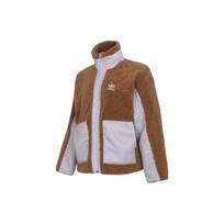 adidas Originals Women's Color Block Sherpa Fleece Jacket Brown White HC6604 38