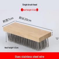 Stainless Steel Long-Handled Hard Bristle Floor Brush for Outdoor Cement Moss Cleaning beige