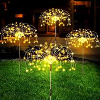 Lauko LED saulės fejerverkų šviestuvai Sodo dekoracija Pasakų šviestuvai Atsparus vandeniui Dandelion vejos lempa Sodo kraštovaizdžiui Vejos dekoras 60 LED -- 1PC šilta balta spalva